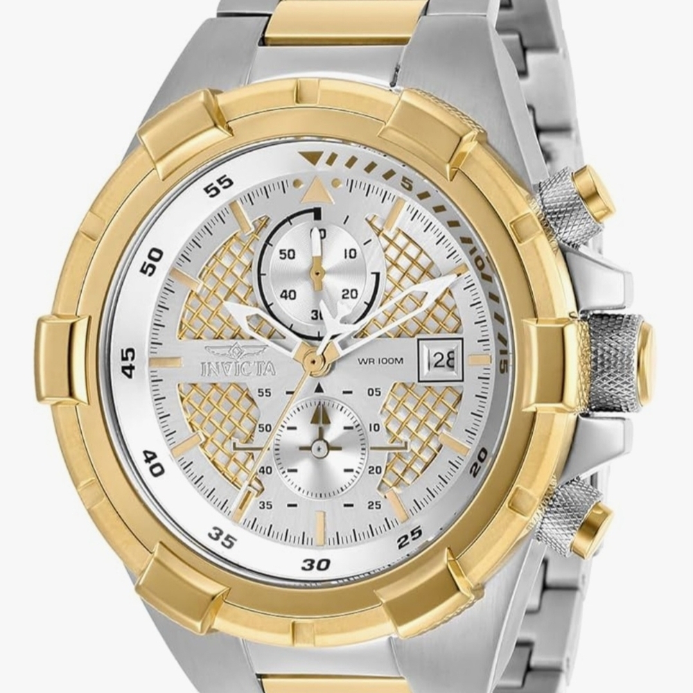 Invicta Gold and Silver Aviator Chronograph 50.5mm Mens Watch